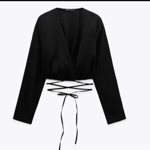 Zara Black Wrap Top, S